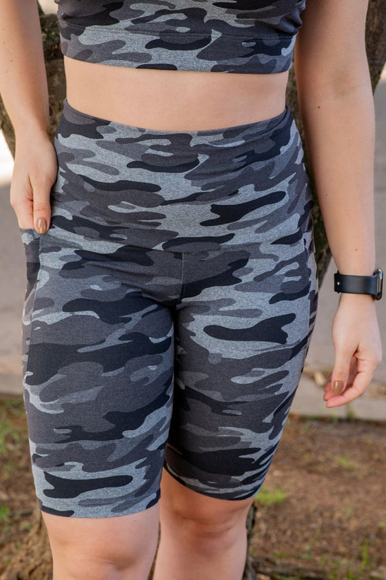 High Waist Long Shorts - Camo - RunFaster