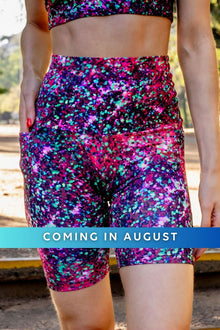  High Waist Long Shorts - Starry Nights - RunFaster