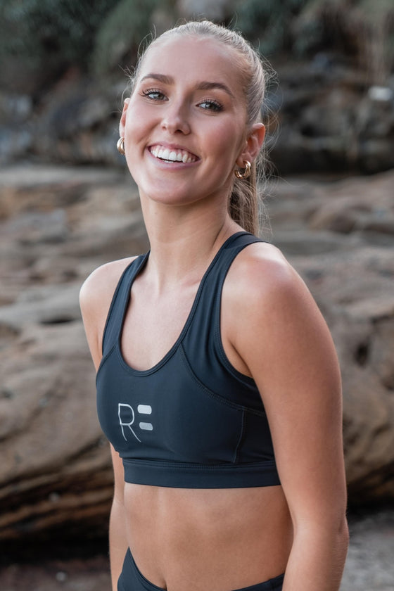 Keyhole Sports Bra - Black - RunFaster