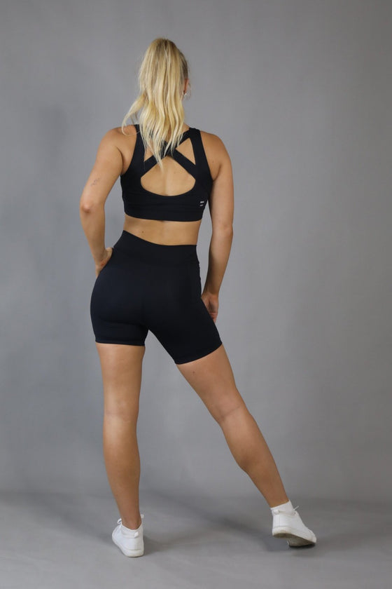 Mid Waist Mid Shorts - Black - RunFaster