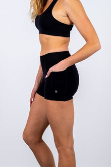  Mid Waist Short Shorts - Black - RunFaster