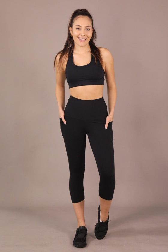 Racerback Sports Bra - Black - RunFaster