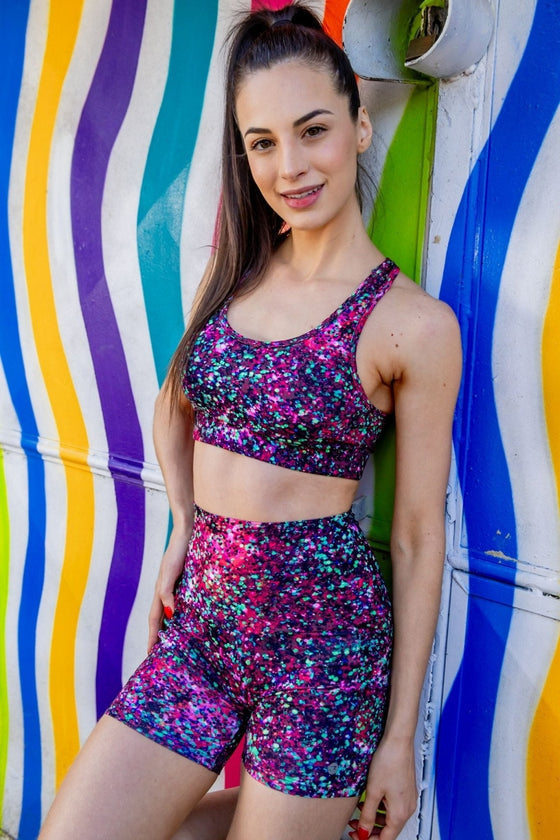 Seconds - High Waist Mid Shorts - Starry Nights - RunFaster